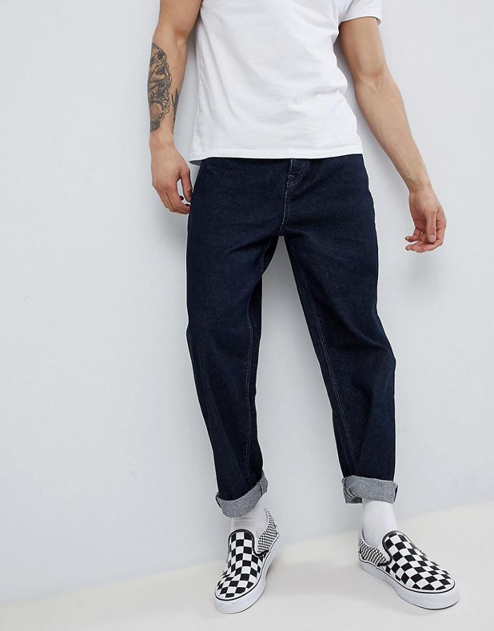 Asos Design Skater Jeans In Rinse Wash - Blue