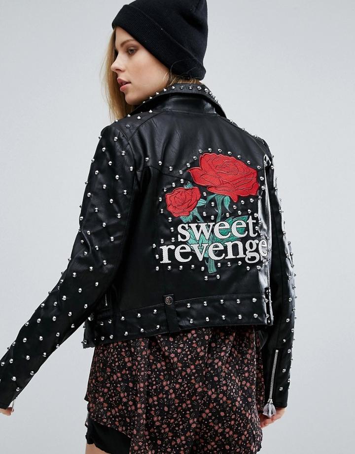 Pull & Bear Star Studded Jacket - Black