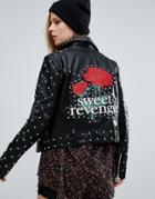 Pull & Bear Star Studded Jacket - Black