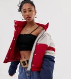 Reclaimed Vintage Inspired Cropped Puffer Jacket In Color Block - Multi