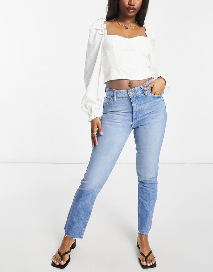 Bershka Cotton Slim Jean In Blue - Mblue-blues