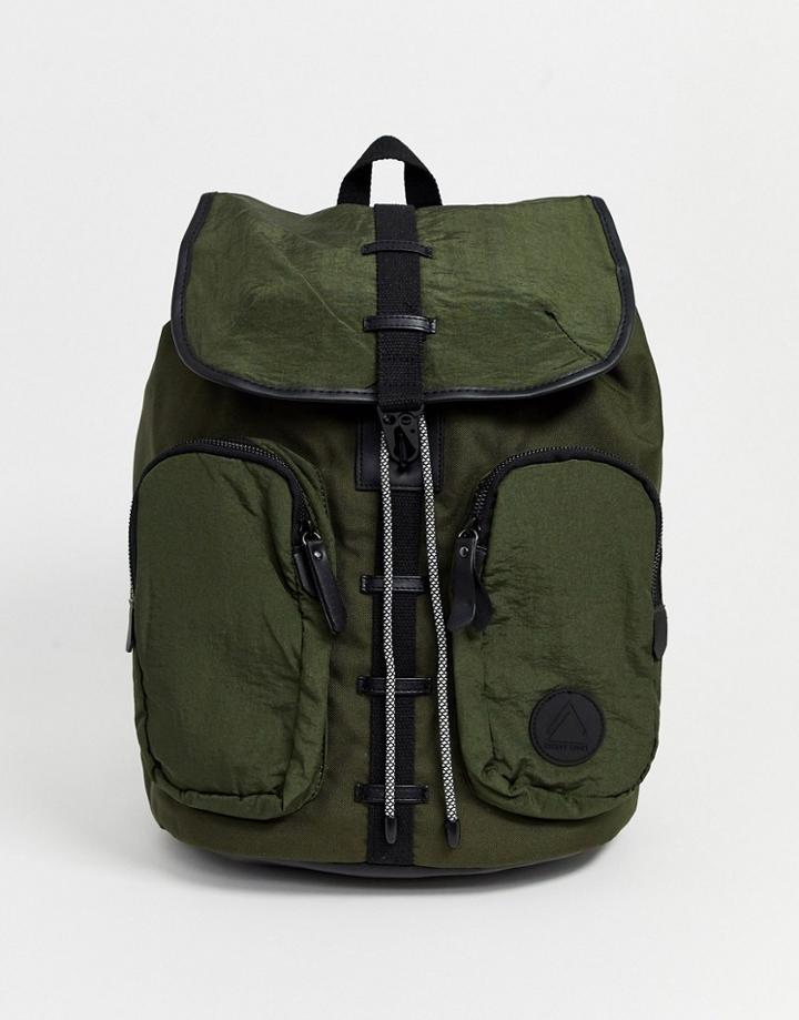 River Island Utility Backpack In Khaki