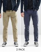 Asos 2 Pack Stretch Slim Jeans - Multi