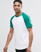 Pull & Bear T-shirt With Raglan Sleeve In Green - Green