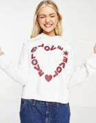 Love Moschino Heart Logo Hooded Top In White