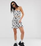 Reclaimed Vintage Inspired Ruched Front Mini Skirt In Cow Print Two-piece - White