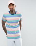 Asos Muscle T-shirt With Pastel Stripe - Multi