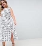 Asos Design Curve Sleeveless Maxi Dress In Polka Dot - Multi
