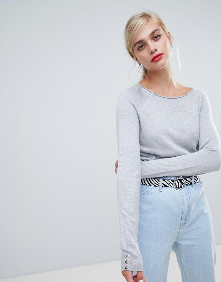 Stradivarius Lightweight Soft Knit Crew Neck Jumper - Navy