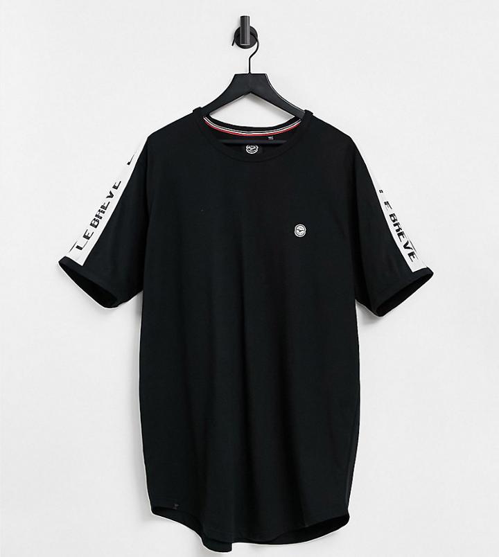 Le Breve Plus Lounge Coordinating T-shirt In Black With White Tape