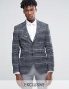 Heart & Dagger Skinny Blazer In Brushed Check - Gray