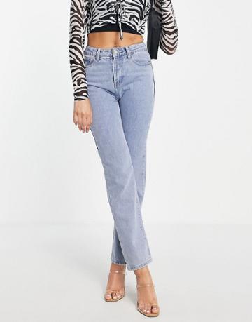 In The Style X Yasmin Chanel Straight Leg Jeans In Blue-blues