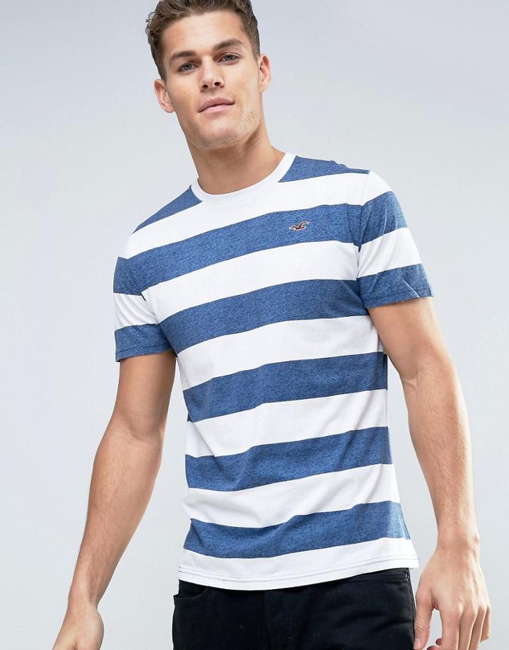 Hollister T-shirt In Navy/white Stripe - Navy