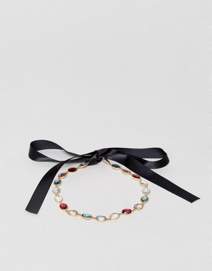 Johnny Loves Rosie Multi Stone Ribbon Headband - Multi