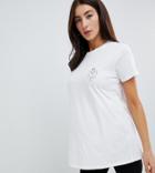 Asos Design Maternity T-shirt With Crowned Heart Print - White