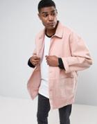 Asos Denim Worker Jacket In Pink - Pink