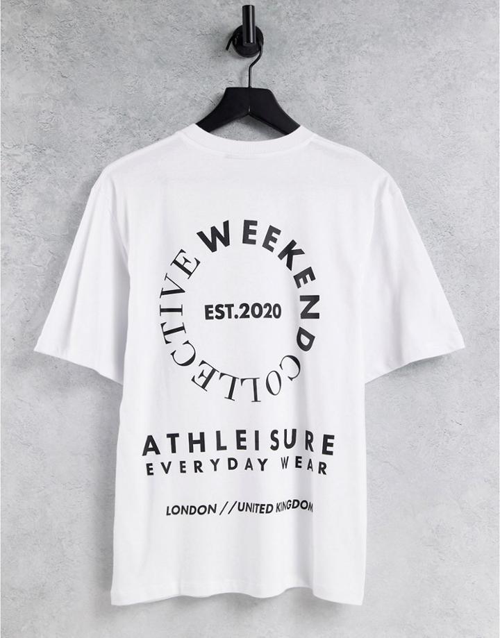 Asos Weekend Collective Oversized T-shirt With Large Stacked Back Graphic In White