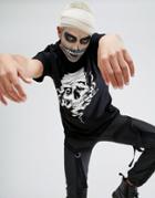Asos Halloween Oversized T-shirt With Glow In The Dark Skull - Black