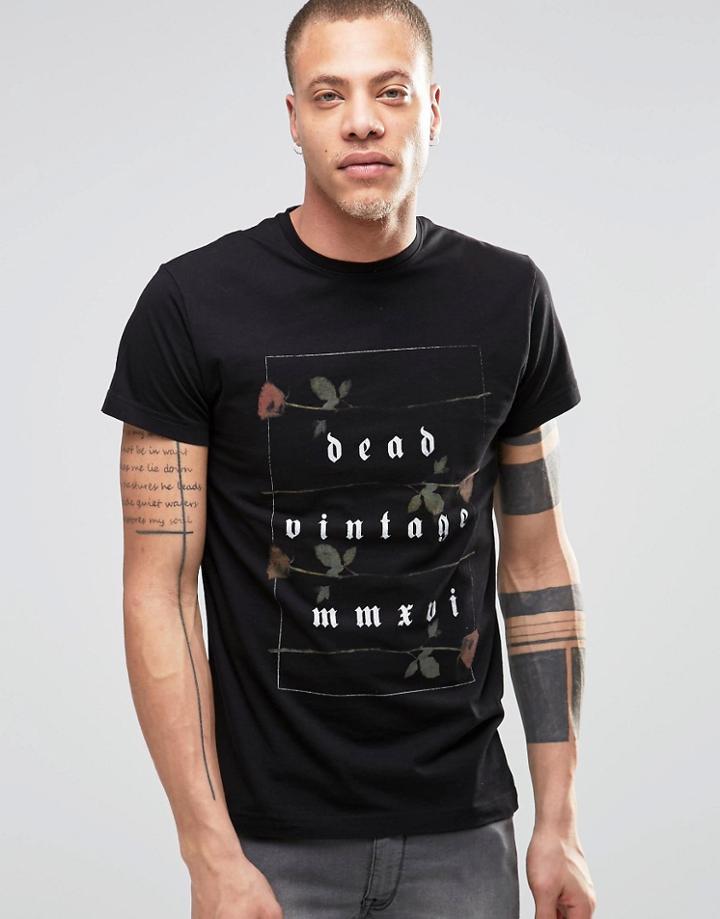 Dead Vintage Square Roses T-shirt - Black