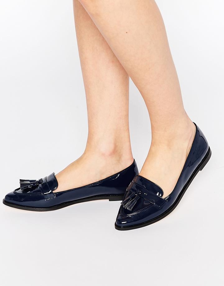 Carvela Magnum Tassel Point Loafers - Navy Patent