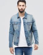 Asos Denim Jacket In Skinny Fit With Mid Wash - Blue