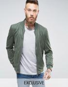 Black Phoenix Faux Suede Bomber In Khaki - Green