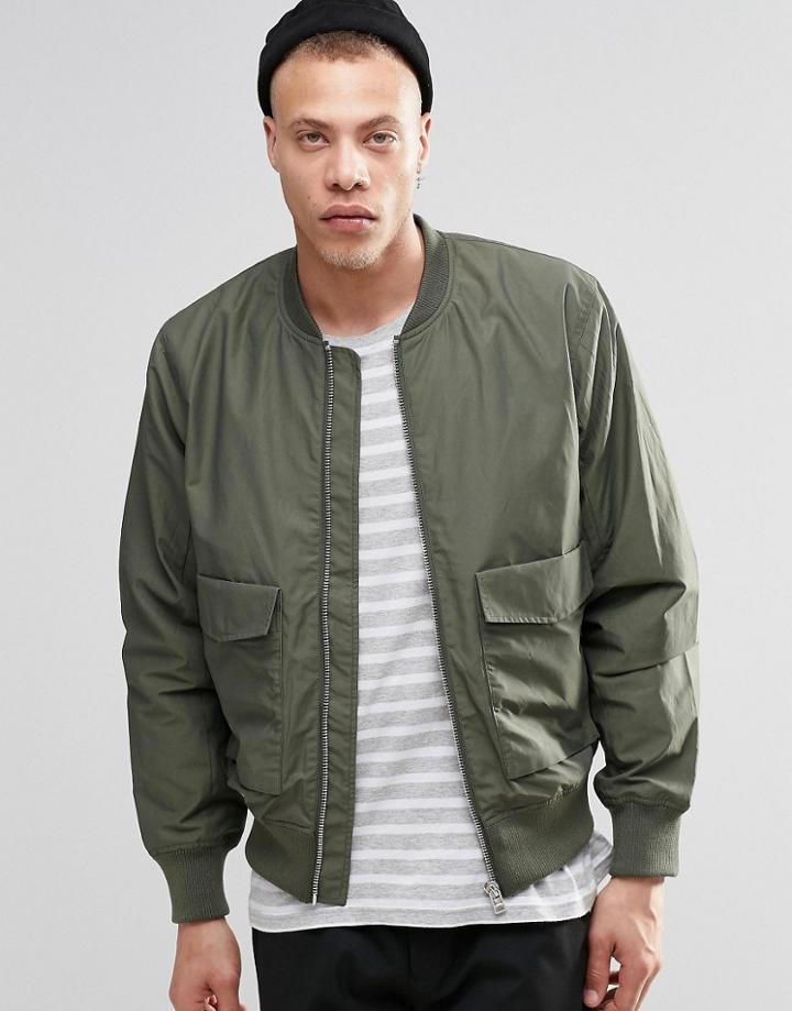 Weekday Boo Bomber Jacket Khaki - Green