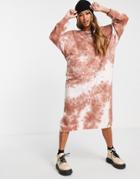 Topshop Oversized Tie Dye Sweater In Sand-yellow
