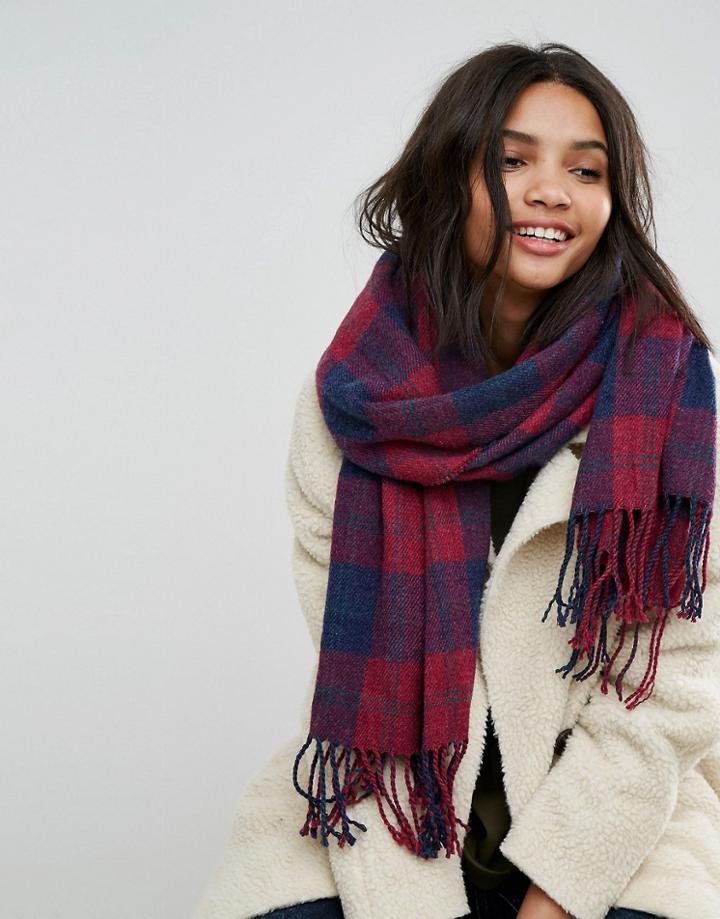 Stradivarius Check Scarf - Red