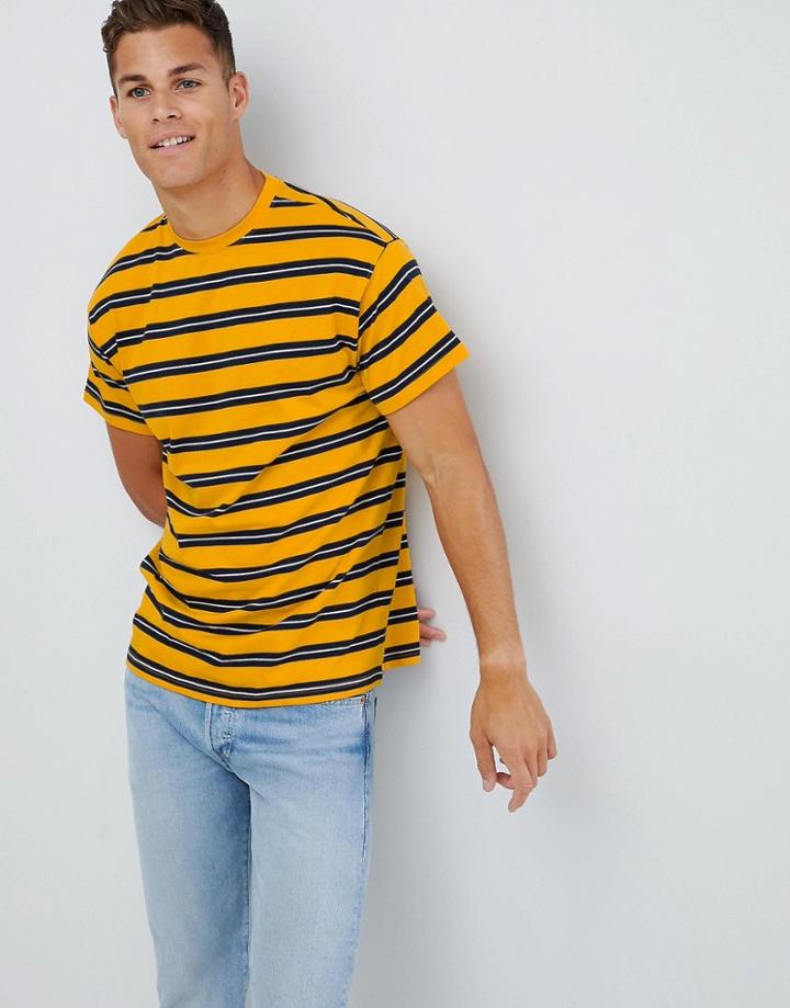 New Look Oversized T-shirt In Yellow Stripe - Yellow
