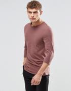 Asos Muscle 3/4 Sleeve T-shirt With Crew Neck In Rust - Brown