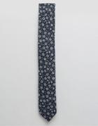 Ted Baker Tie In Wool Floral - Blue