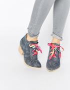 Yru Aura Lace Up Heeled Ankle Boots - Blue