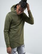 Asos Longline Muscle Hoodie With Mesh Panels - Green