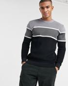 River Island Knitted Sweater In Gray-grey