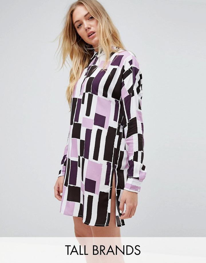 Noisy May Tall Graphic Print Shirt Dress - Multi