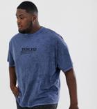 Asos Design Plus Oversized T-shirt With Heavy Wash And City Street Text - Black