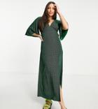 Topshop Tall Angel Sleeve Midi Dress In Check-multi