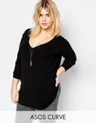 Asos Curve Forever Top With Long Sleeves - Black