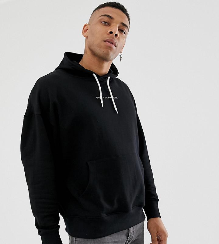 Good For Nothing Oversized Hoodie In Black With Logo - Black
