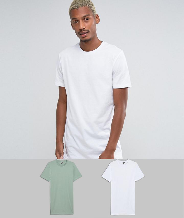 Asos Design Super Longline T-shirt 2 Pack Save - Multi