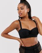 Pour Moi Fuller Bust Castaway Underwired Bikini Top In Black Crochet - Black