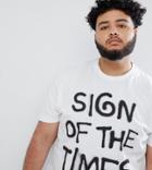 Asos Design Plus Relaxed T-shirt With Graffiti Text Print - White