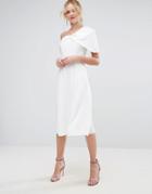 Asos One Shoulder Prom Midi Dress - Beige