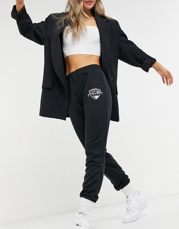 Asos Design Low Rise Sweatpants With Logo In Black
