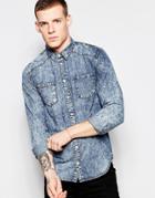 Minimum Acid Wash Denim Shirt - Blue