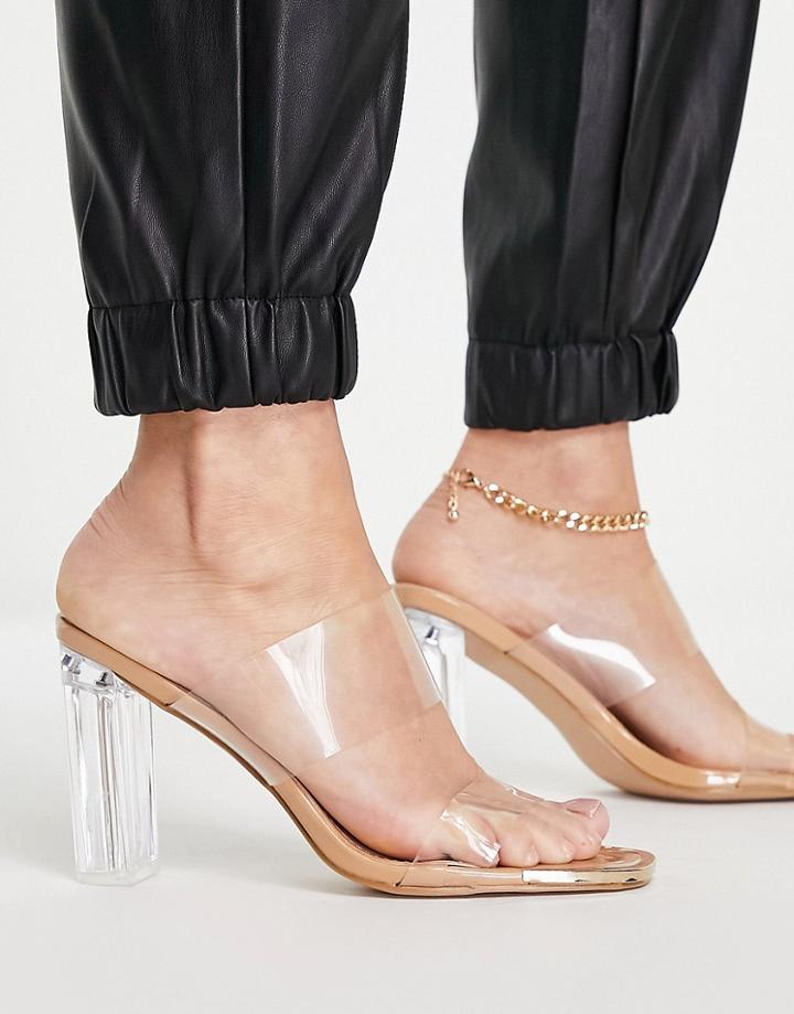 Simmi London Clear Heel Sandals In Natural-brown