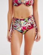 Butterfly By Matthew Williamson Tiger Lily High Waisted Bikini Bottom - Multi