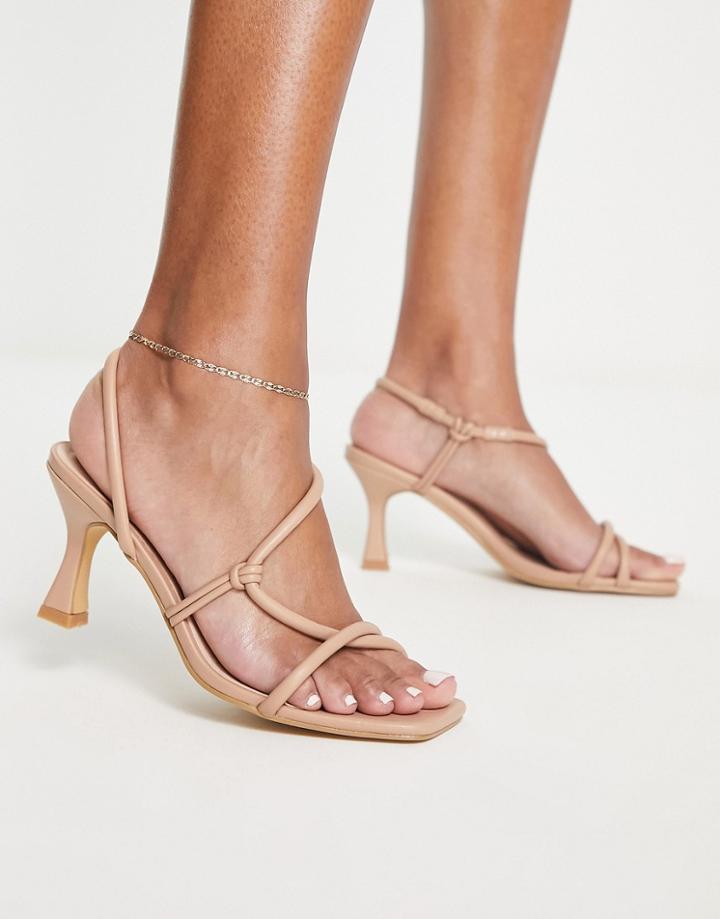 London Rebel Strappy Heeled Sandals In Beige-neutral