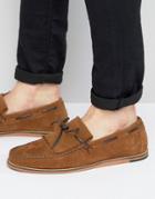 Asos Loafers In Tan Suede With Fringe Detail And Natural Sole - Tan